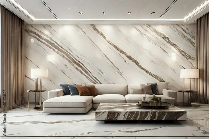 Premium luxury modern family room with marble table and sofa_ Palissandro classico - natural marble stone texture, photo of slab Stock Photo _ Adobe Stock.webp